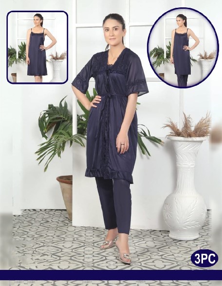 Luxury Silk 3 Pcs Nightwear Set